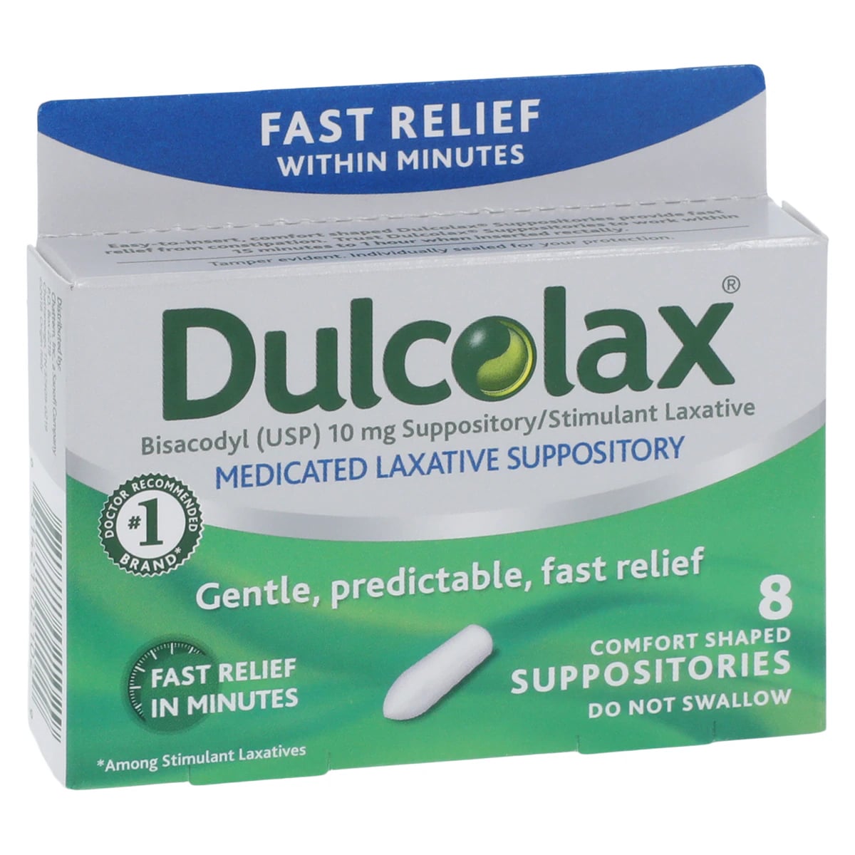 Dulcolax Stool Softener Suppositories, 10 mg, 8/Box