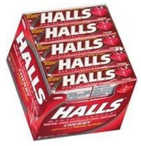 Halls Cherry Cough Drops, 6.8 mg Menthol, 9 Count Stick Pack (20 Sticks per Package)
