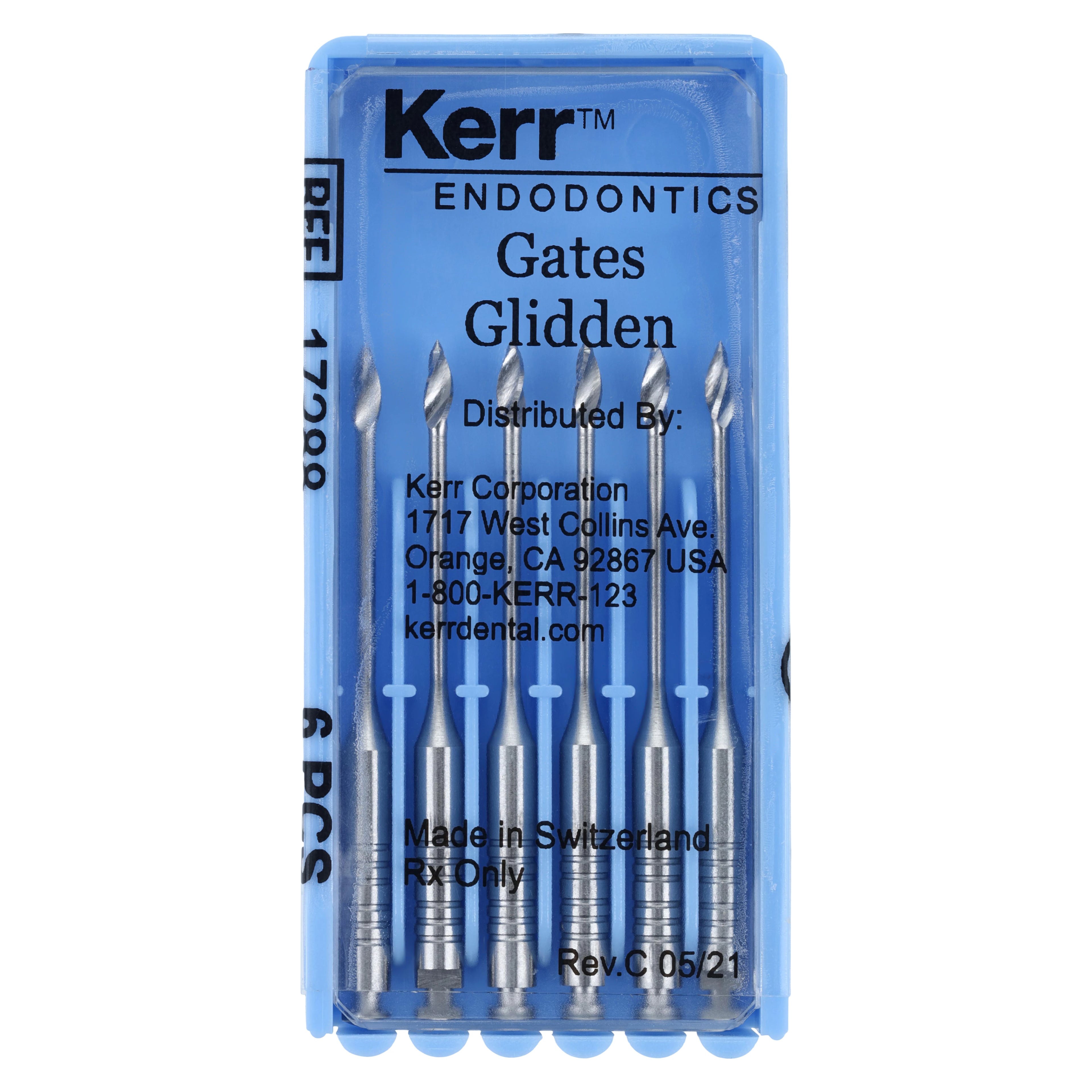 Kerr Gates Glidden Drills, Right Angle, #6, 18 mm, 6/Pk, 17288