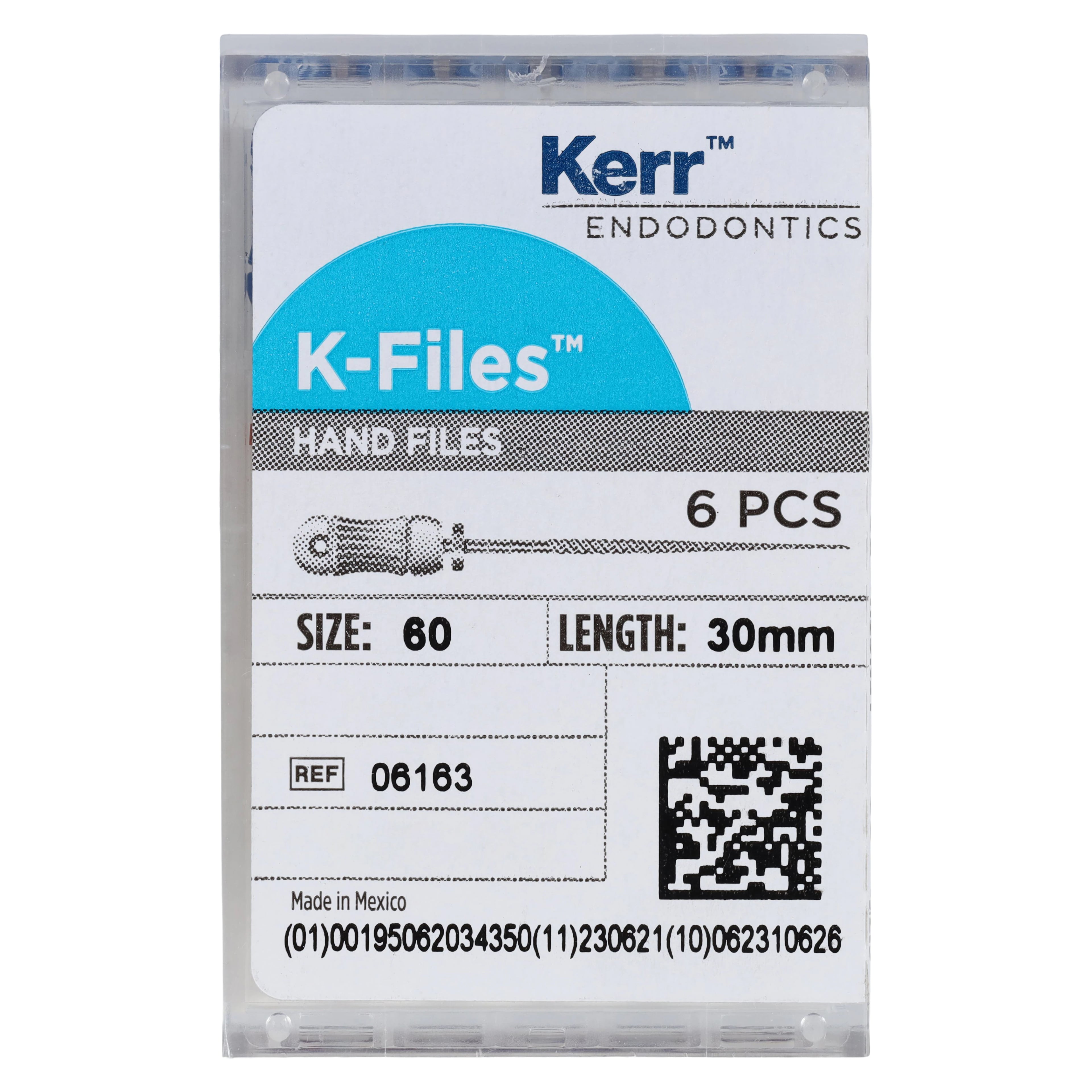 Kerr K-File, Stainless Steel, 30 mm, Size #60, Blue, 6/Pk, 06163