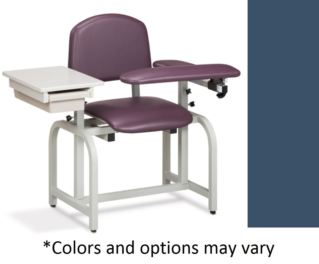 Clinton Industries Lab X Series Blood Draw Chair, Royal Blue, Steel Frame, 400 lb Capacity