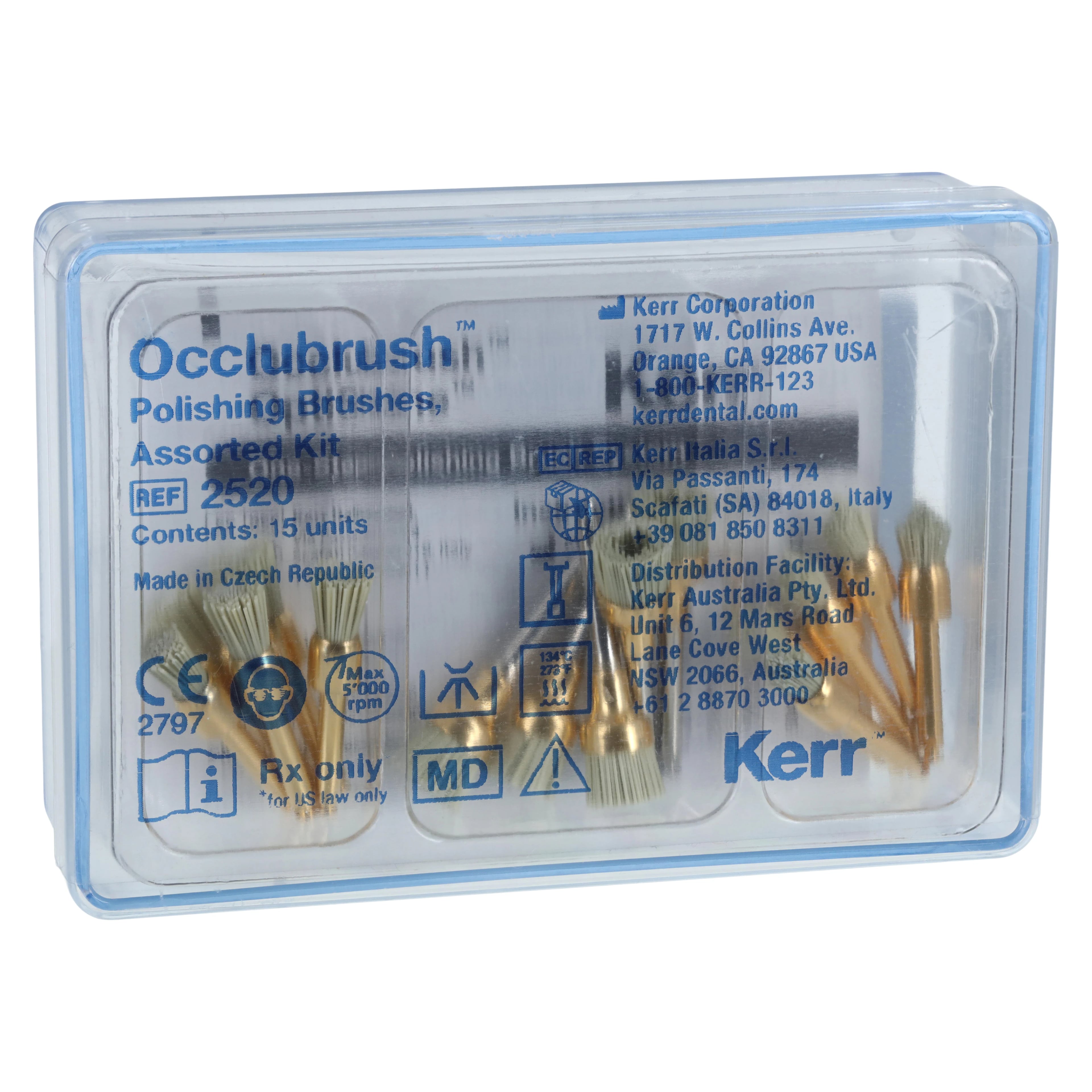 Kerr Occlubrush One-Step Polishing Brush Assorted Introductory Kit, 15/Pk, #2520