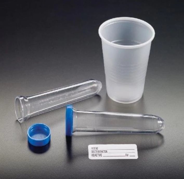 Simport Scientific Urine Collection System, Polystyrene, Graduated, Blue Snap Cap, 500/Case