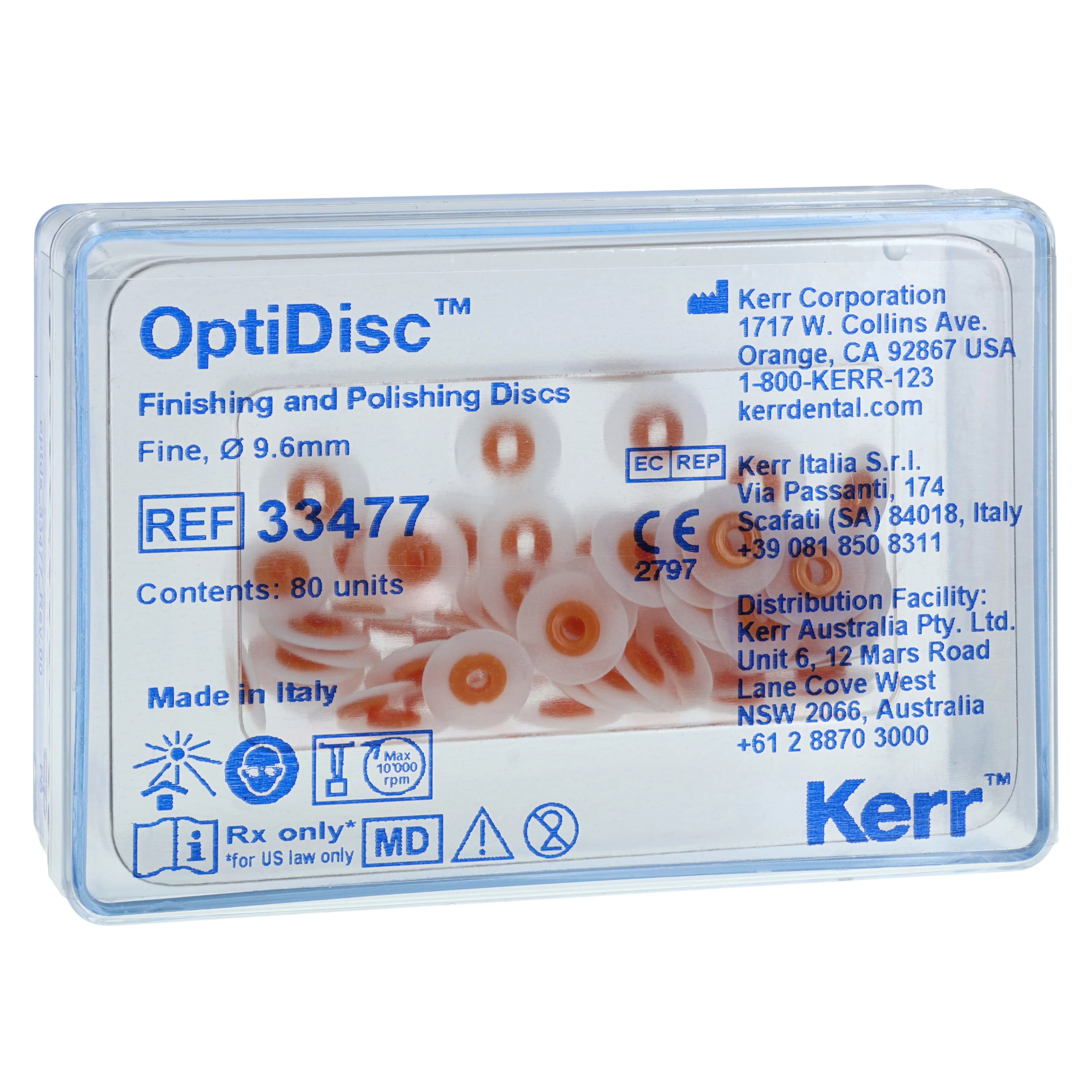Kerr OptiDisc Finishing and Polishing Discs Refill, 9.6 mm, Fine, 80/Pkg, #33477
