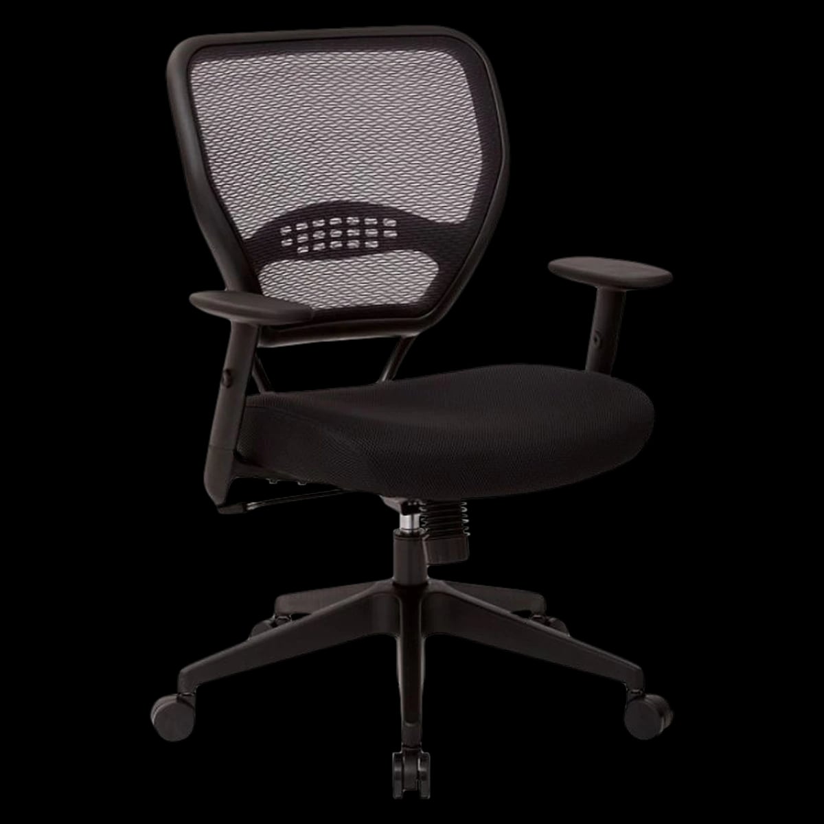 Office Star AirGrid Mid-Back Mesh Task Chair, Black Frame, Black Fabric, Each