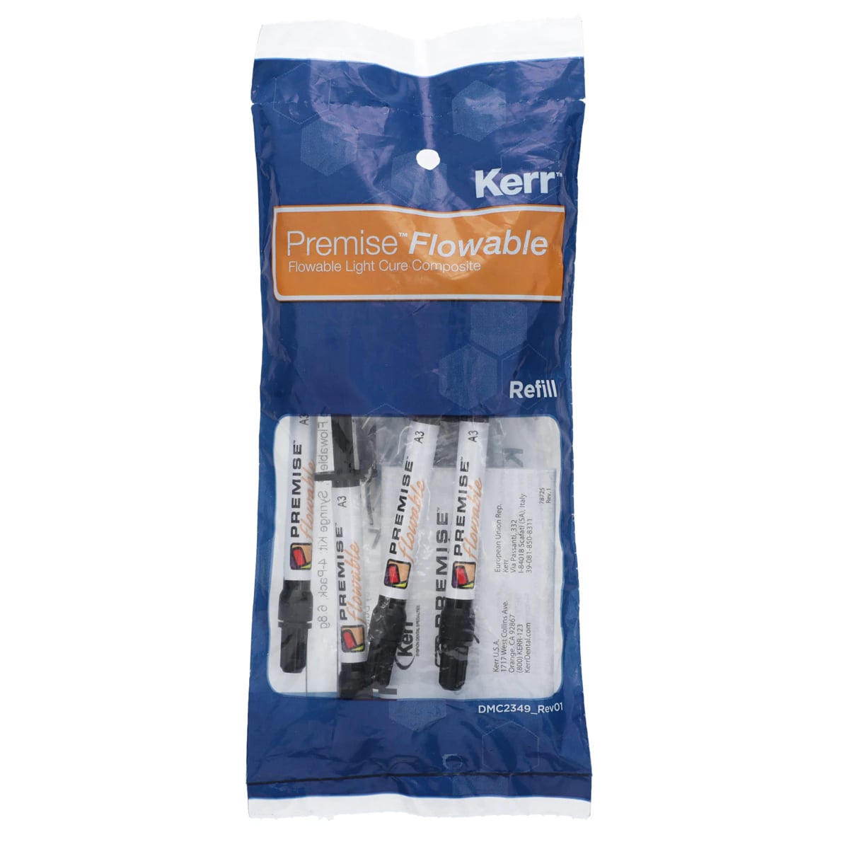 Premise Flowable Nanofilled Composite, Light-Cure, Syringe Refill, 1.7 g, Shade A3, 4/Pk, 33374