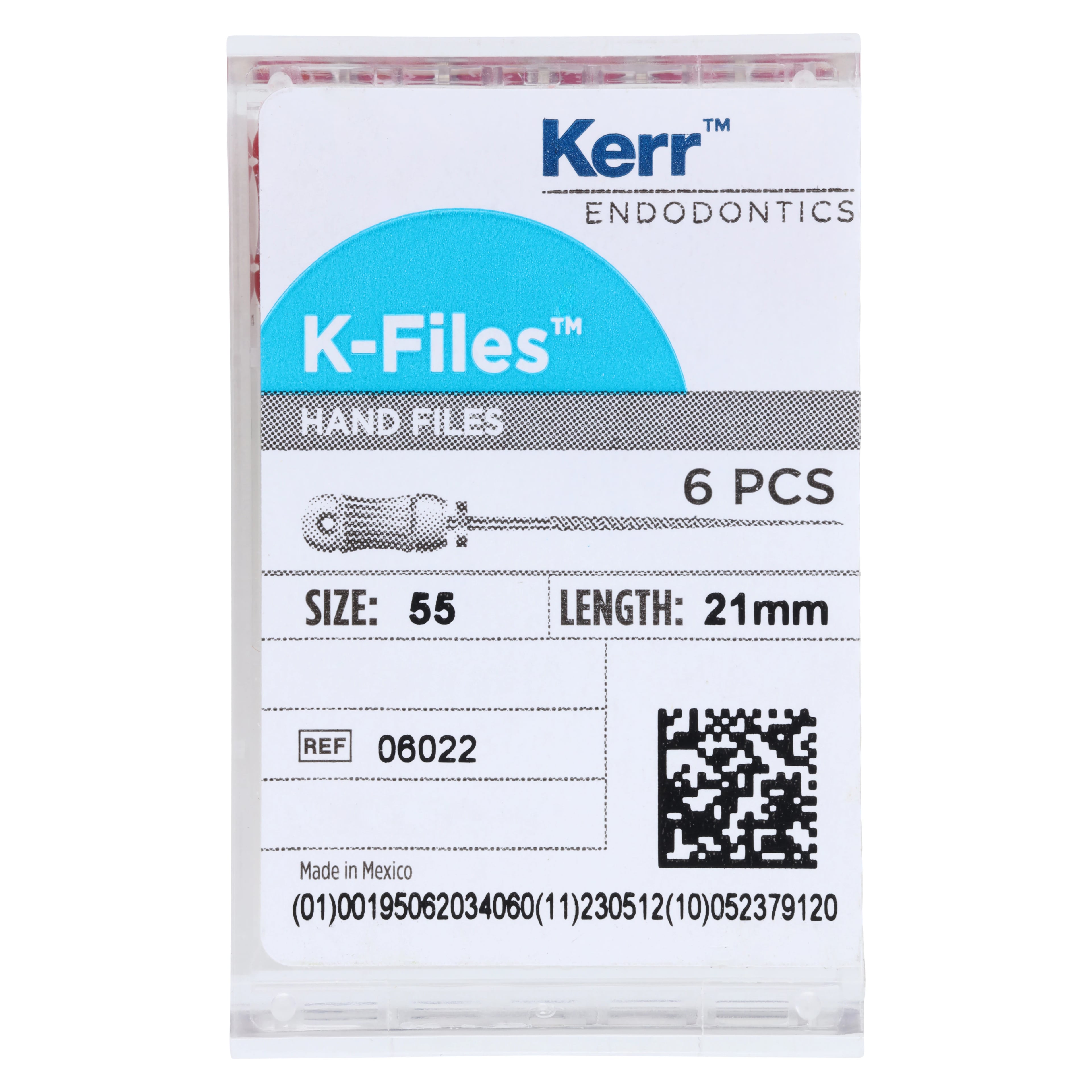 Kerr K-File, Stainless Steel, 21 mm, #55, Red, 6/Pk, 06022