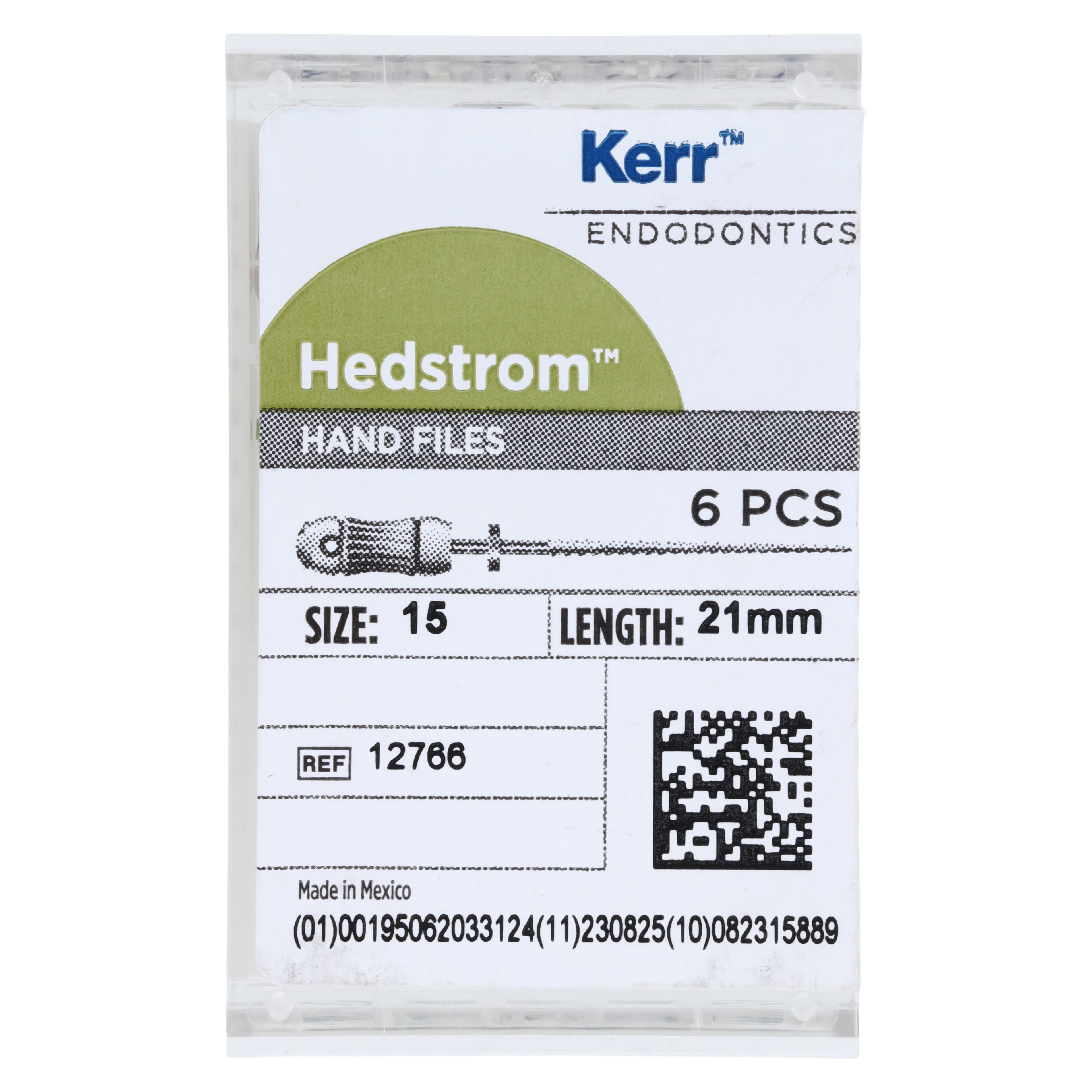 Kerr/SybronEndo Hedstrom Files, Stainless Steel, 21 mm, Size #15, White, 6/Pk, 12766