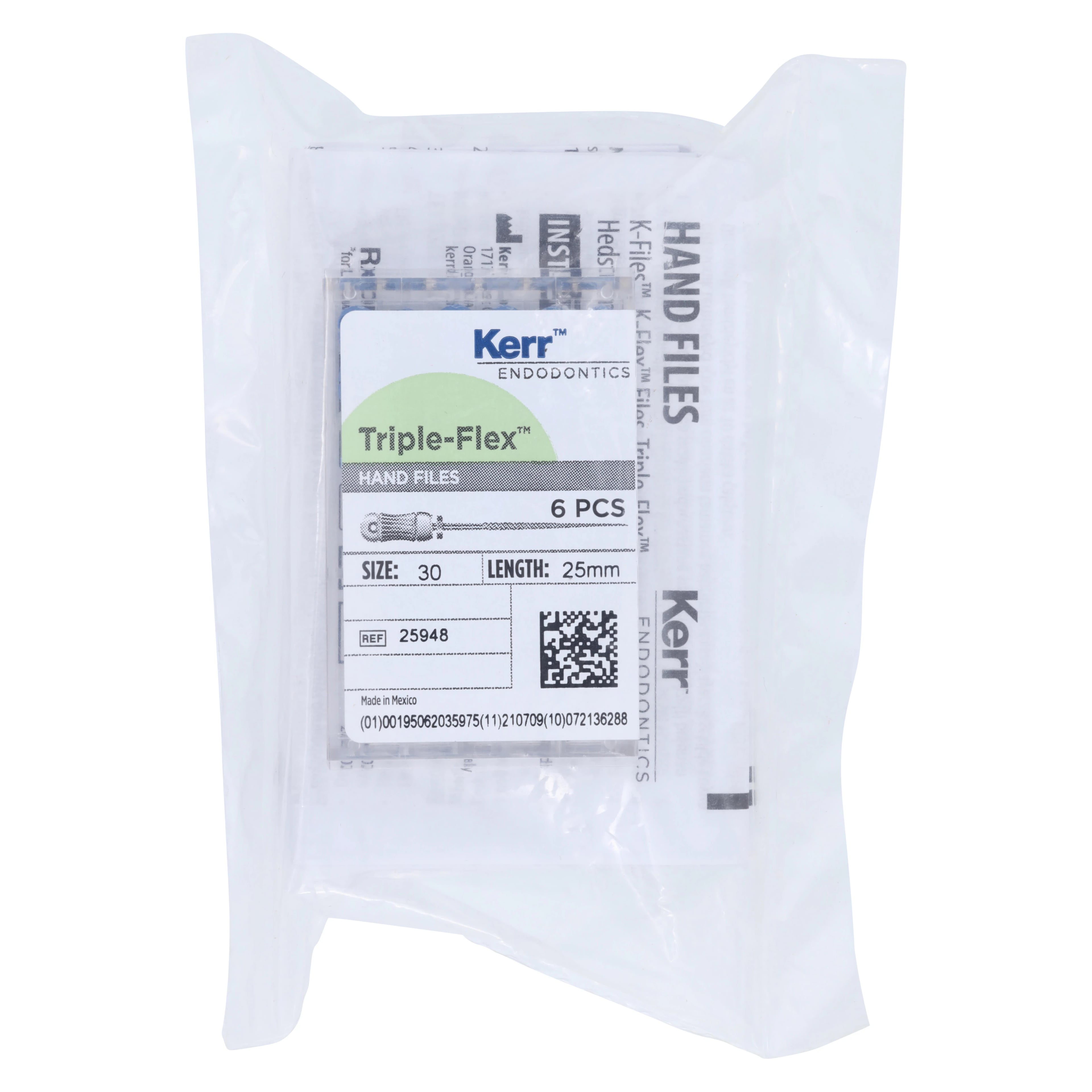 Kerr Triple-Flex Stainless Steel Endodontic Files, Size #30, 25mm, Blue, 6/Box, 25948