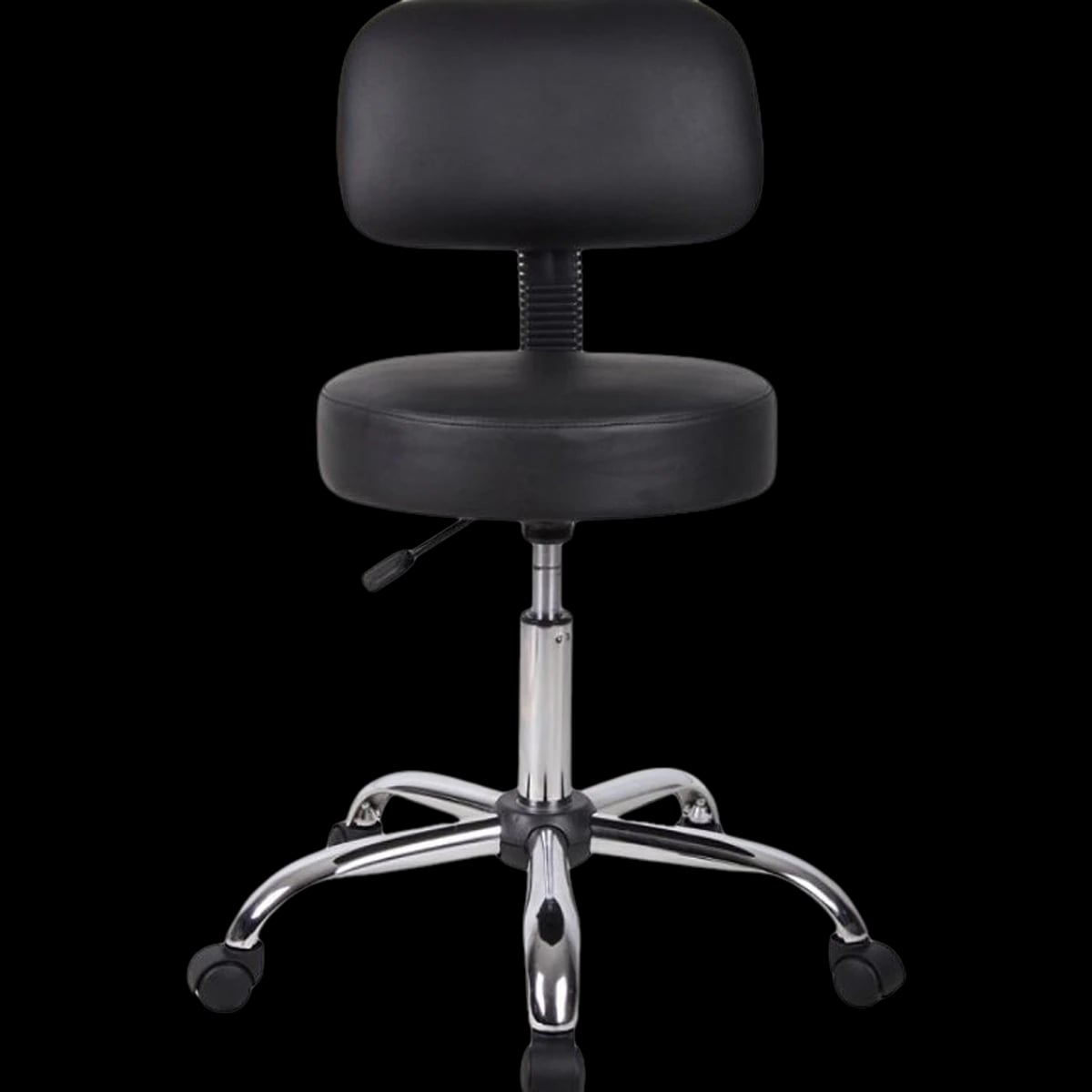 Boss Office Products Exam Stool with Back, Black, 275 lb Capacity