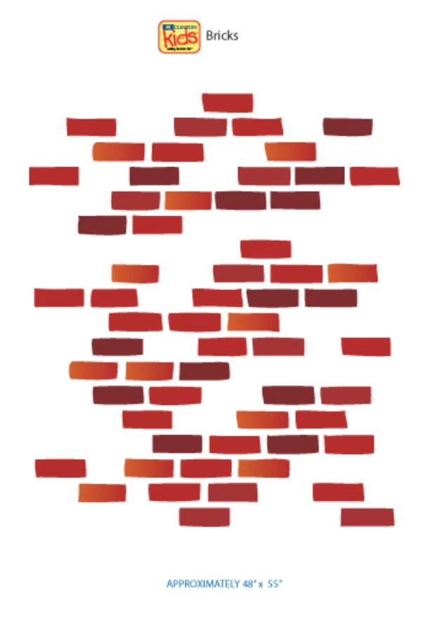Clinton Industries Sticky Wall Decal Bricks, 48 in x 55 in, Each
