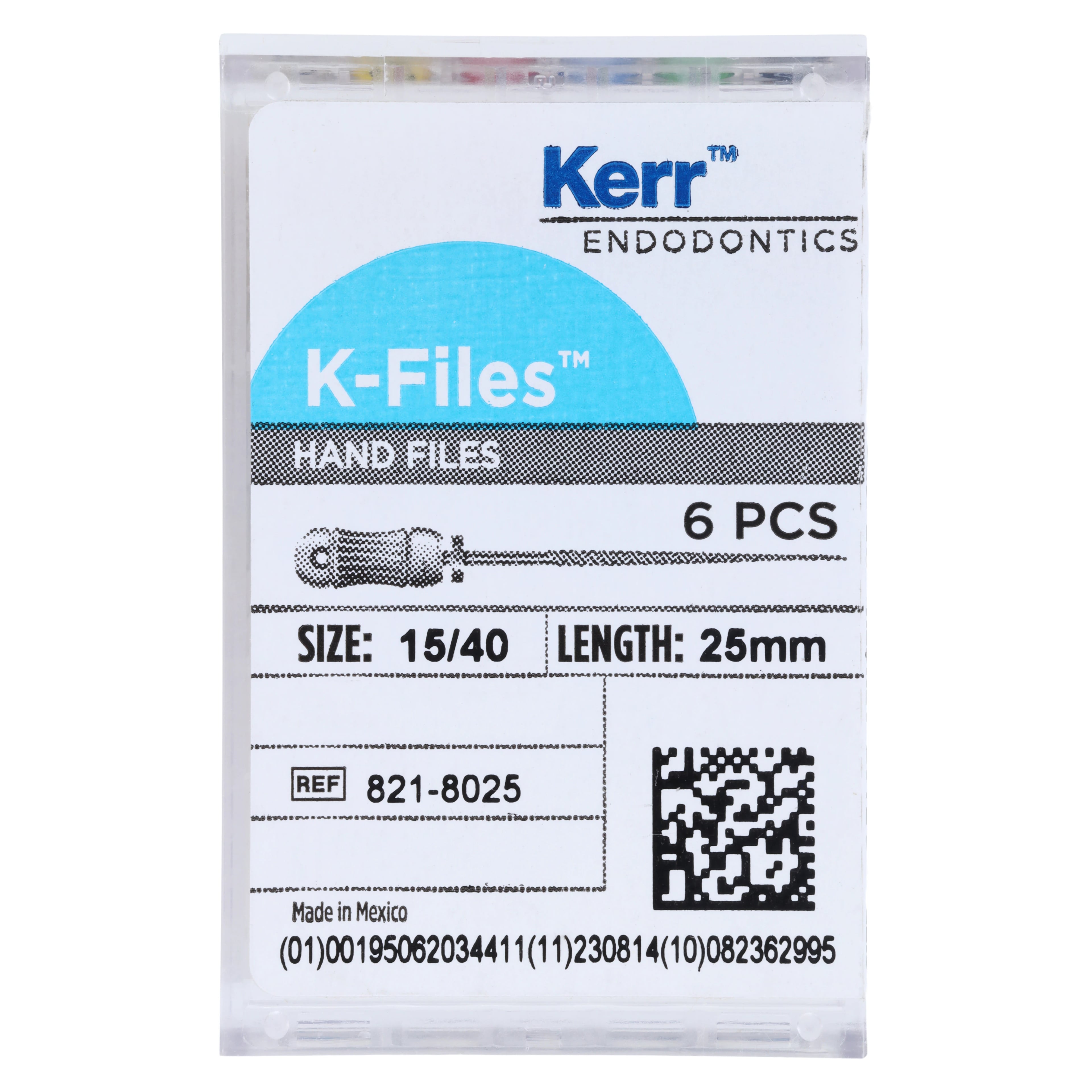 Kerr K-Files, Stainless Steel, 25mm, #15-40 Assorted, 6/Box, 821-8025