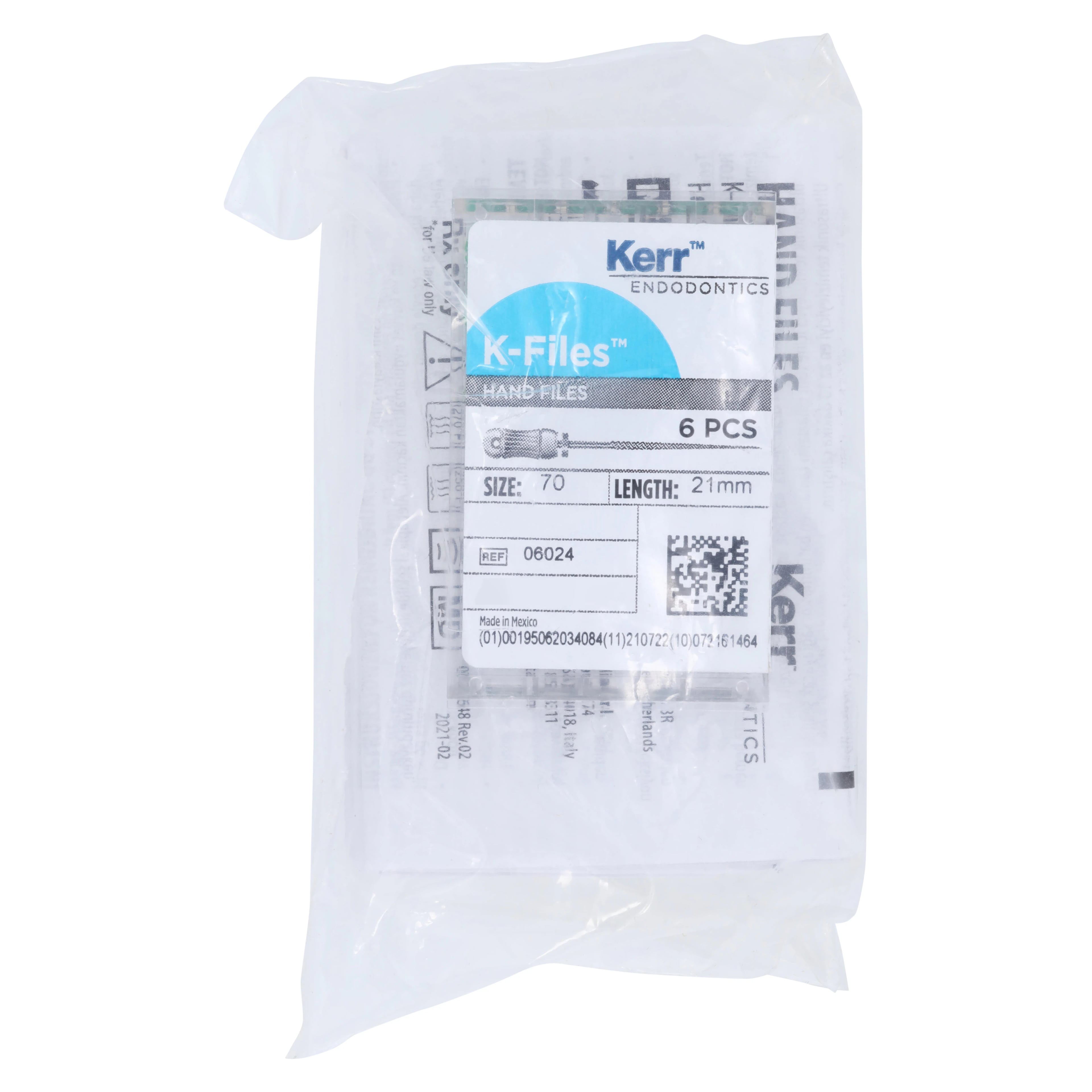 SybronEndo K-Files Stainless Steel 21mm #70 (Green) 6/Bx, 06024