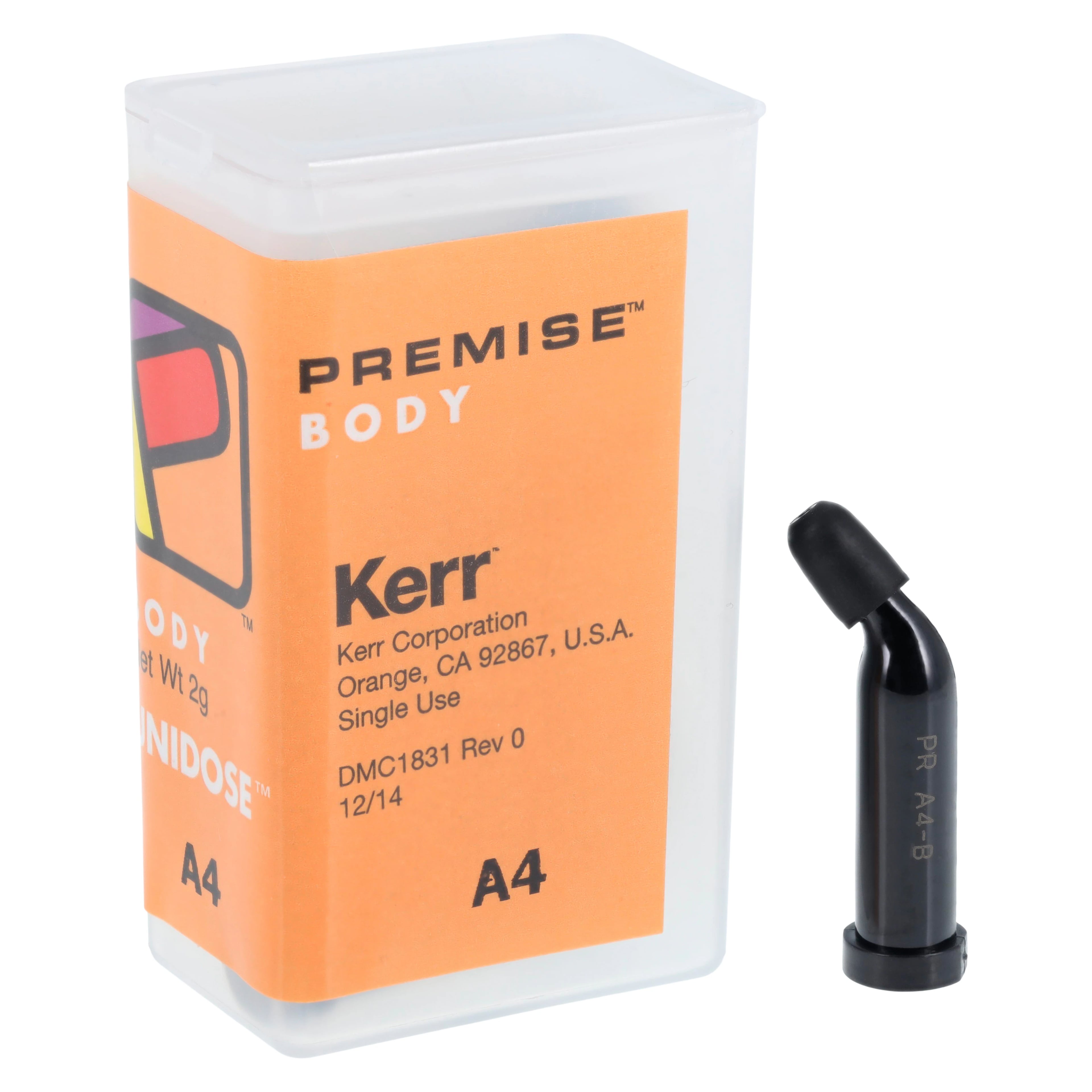 Kerr Premise Universal Nanofilled Composite, Body Shade A4, Unidose Refill, 0.2 g per Tip, 20 Tips/Box, 32654