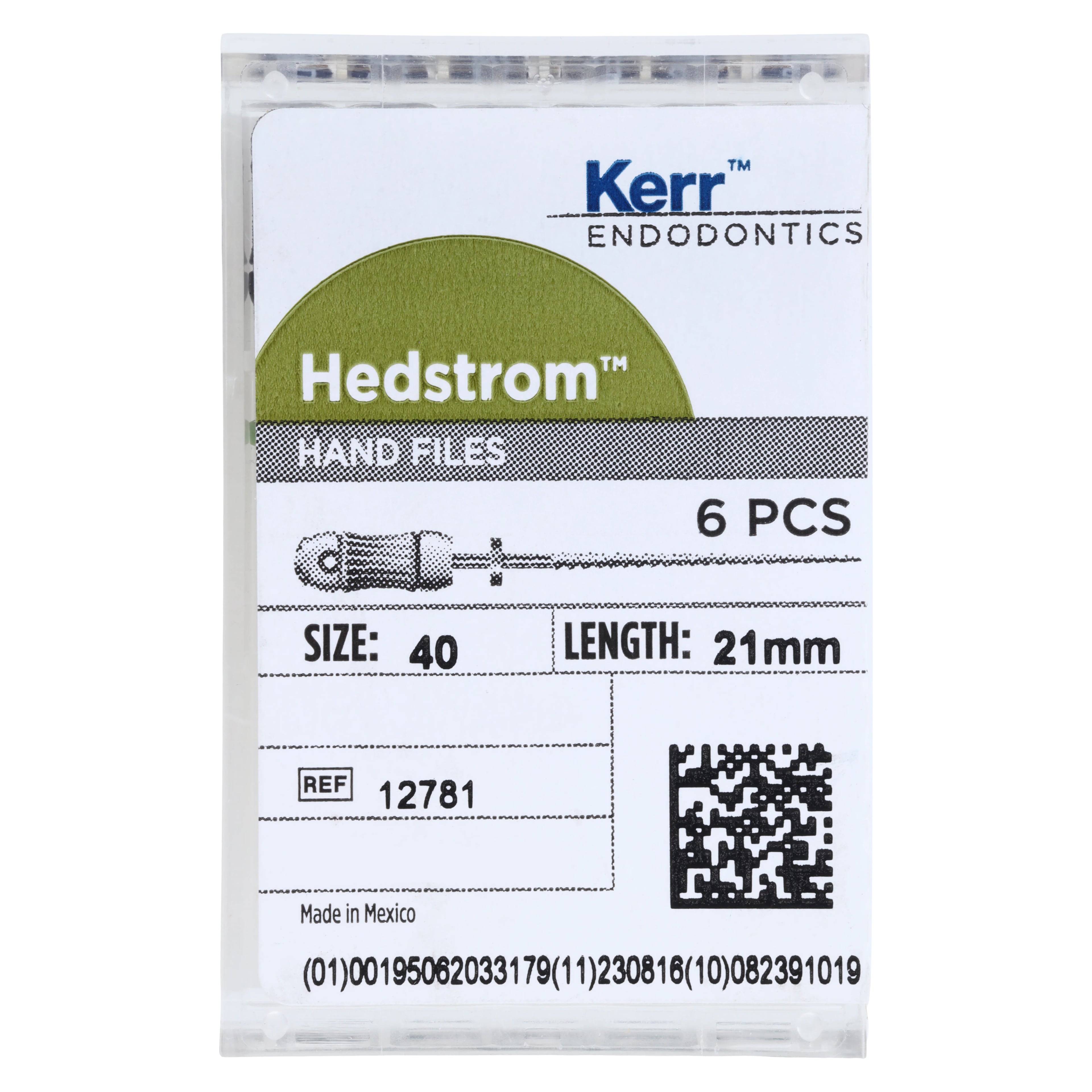 Kerr (SybronEndo) Hedstrom Files, Stainless Steel, 21 mm, Size #40, Black, 6/Pk, 12781
