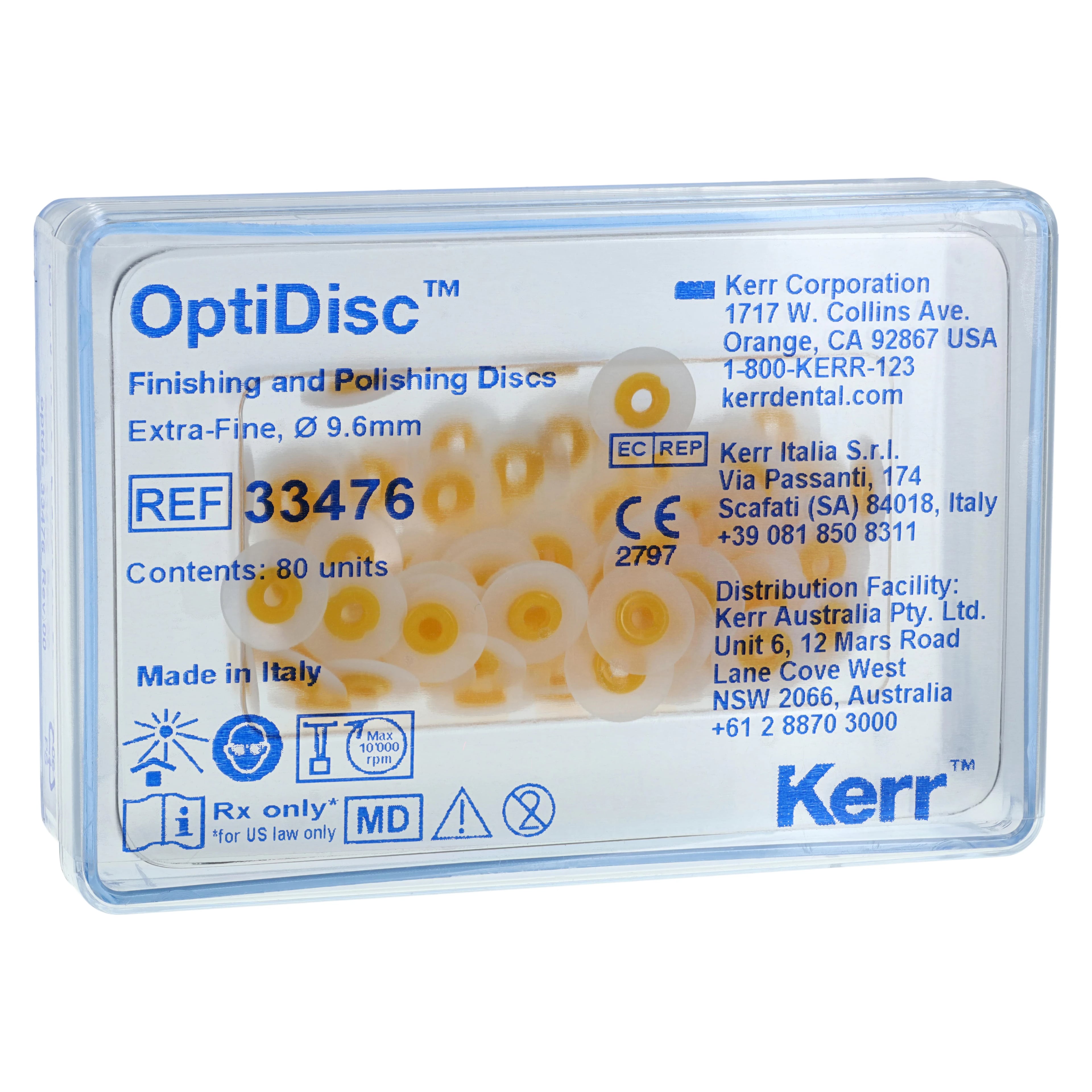 Kerr OptiDisc Finishing & Polishing Disc Refills, 9.6 mm, X-Fine (Extra Fine), 80/Pk, #33476