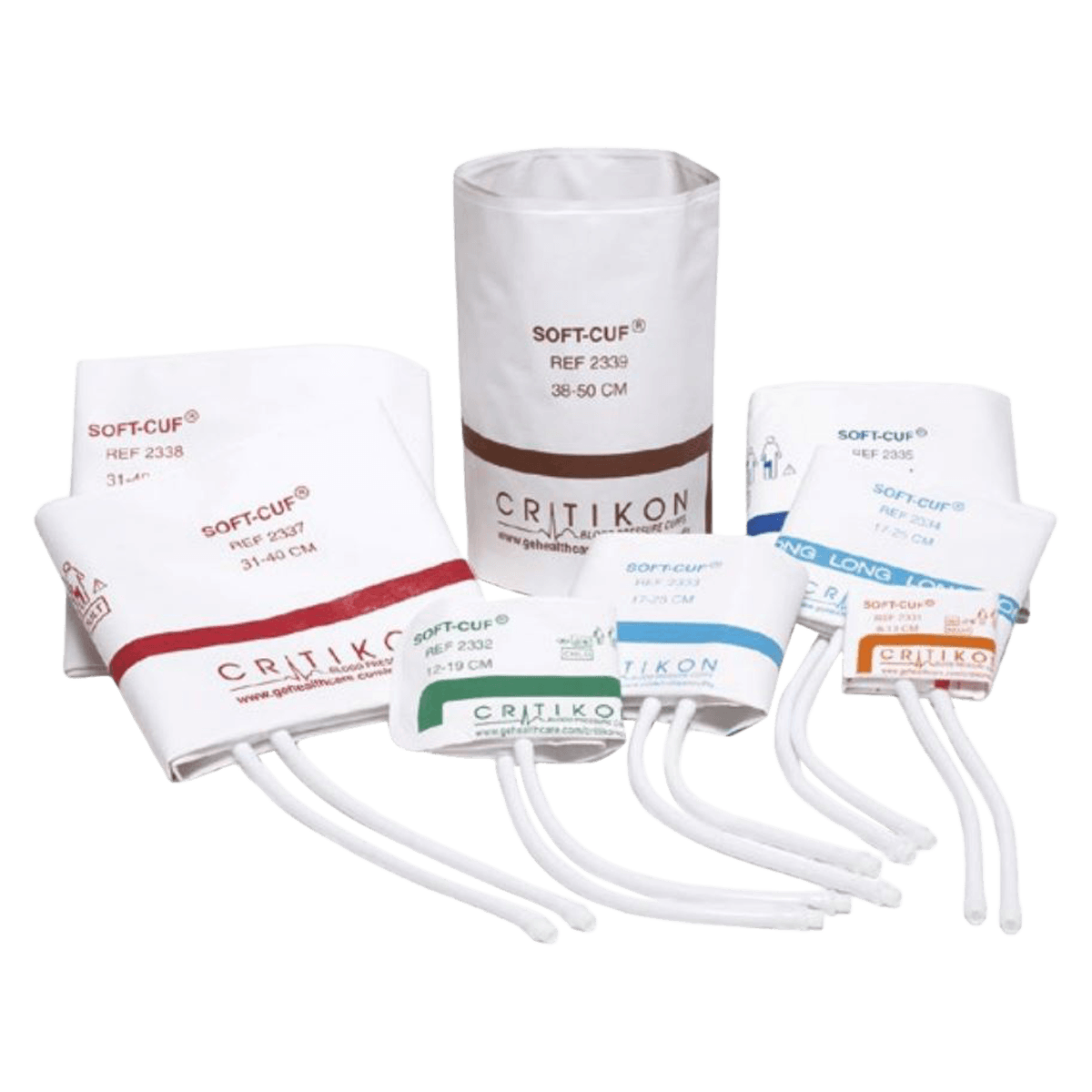 Critikon Soft-Cuf Blood Pressure Cuff, 2-Tube, Infant Size, White/Orange, Latex-Free, 20/Box