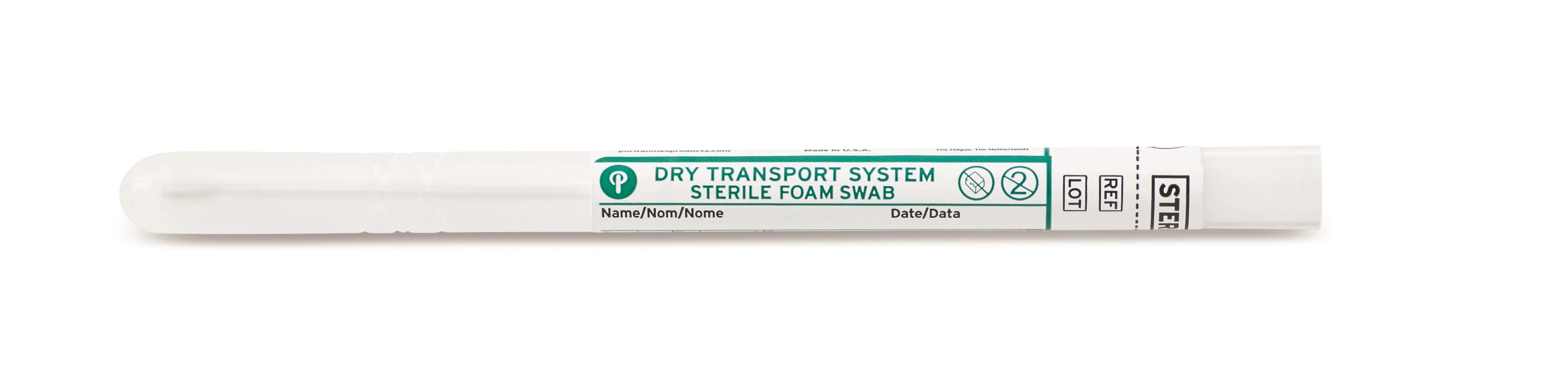 Puritan Medical Products Sterile Foam Swab with Polystyrene Handle, 6" Length, with Dry Transport Tube, 500/Case