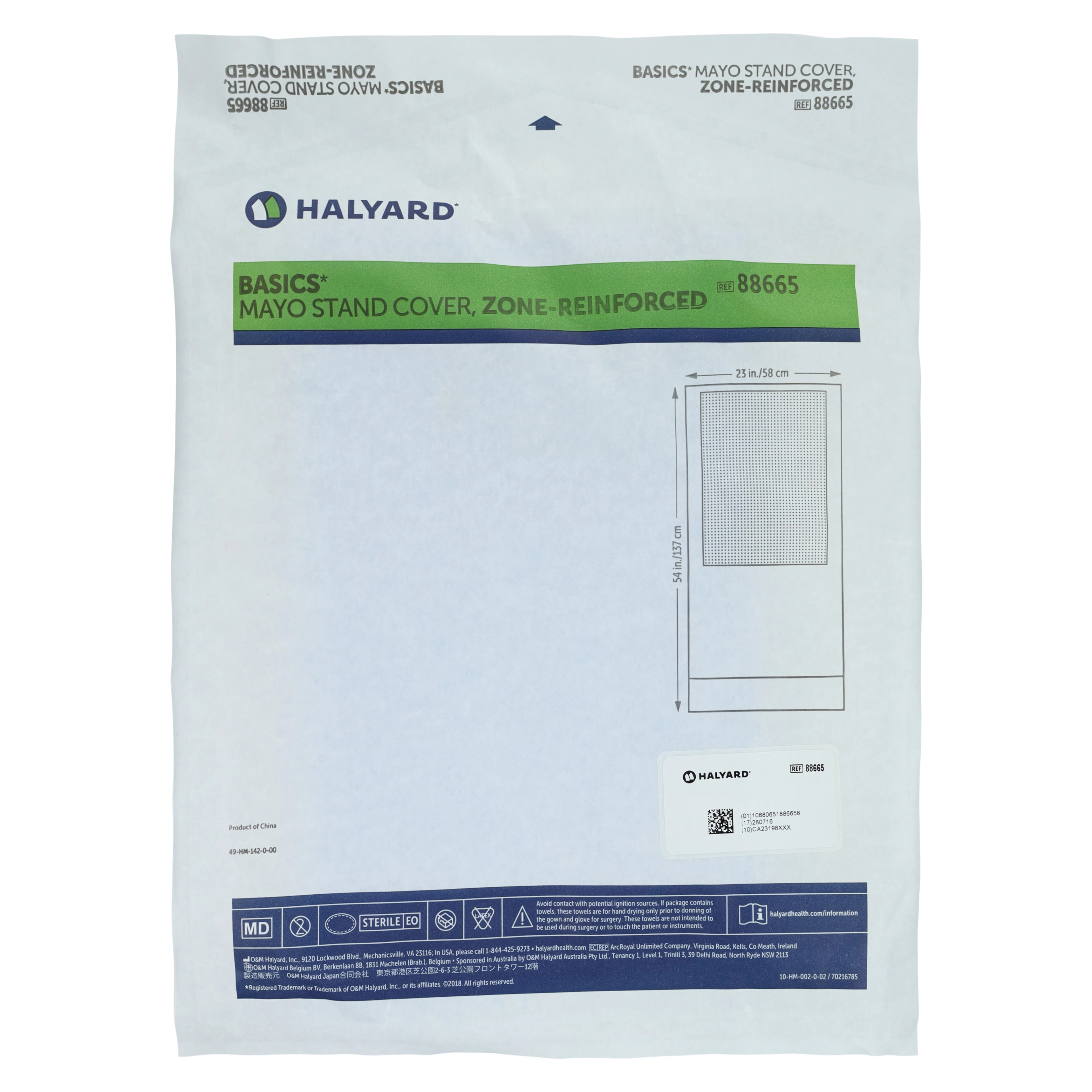 Cover Mayo Stand Basic, 23x54", Sterile, Blue
