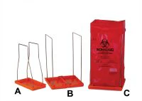 Bel-Art Clavies Biohazard Bag Holder, 14x14x21-1/2" Orange, Stainless Steel/Polypropylene, Autoclavable, Reusable, Medium, Each