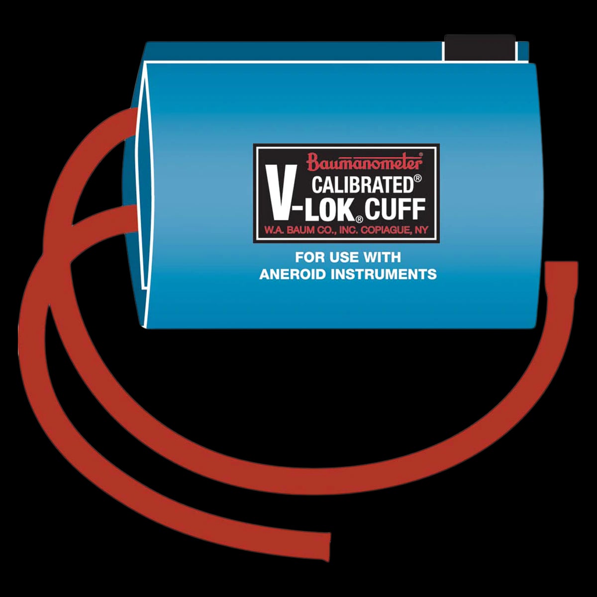 W.A. Baum V-Lok Calibrated Blood Pressure Cuff with Inflation Bag, Medium, Blue, Latex-Free