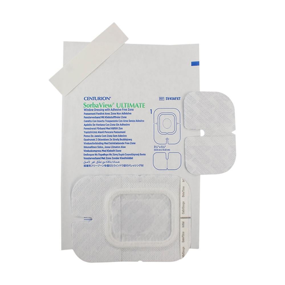 Medline SorbaView Ultimate Film Window Dressing, 3-3/4 x 5-1/8", Sterile, Adhesive, Transparent, Absorbent, Latex-Free