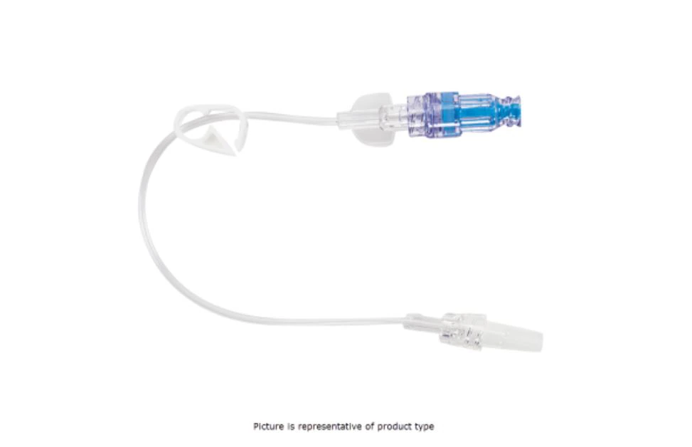 CareFusion MaxZero Pressure Rated Extension Set, Needleless, 7" Spin Male Luer Lock, Slide Clamp, Removable Connector, Non-DEHP, Sterile, 50/Case