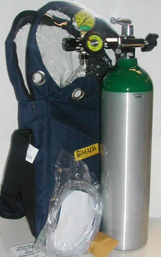 Mada Medical Products Oxy-Uni-Pak Oxygen Cylinder Kit, Empty, Size D, 416L, with Shoulder Bag