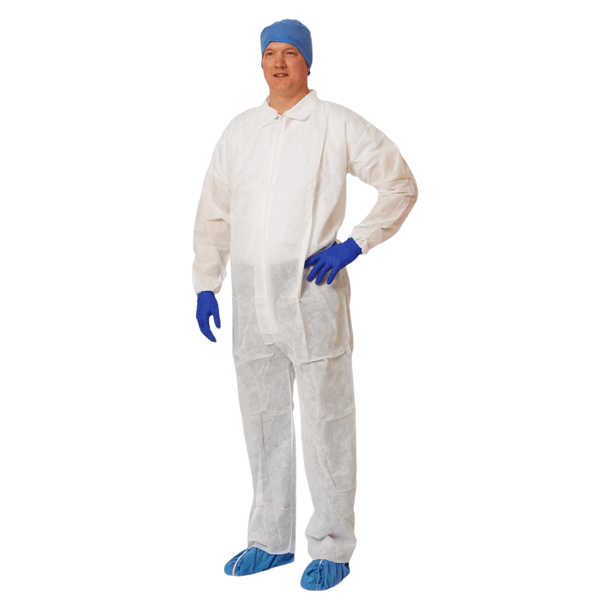 Medline Coverall Classic Disposable Staff Coverall, X-Large, White, Long Sleeves, 25/Case