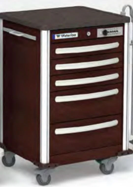 Waterloo Healthcare Short 5-Drawer Aluminum Bedside Cart