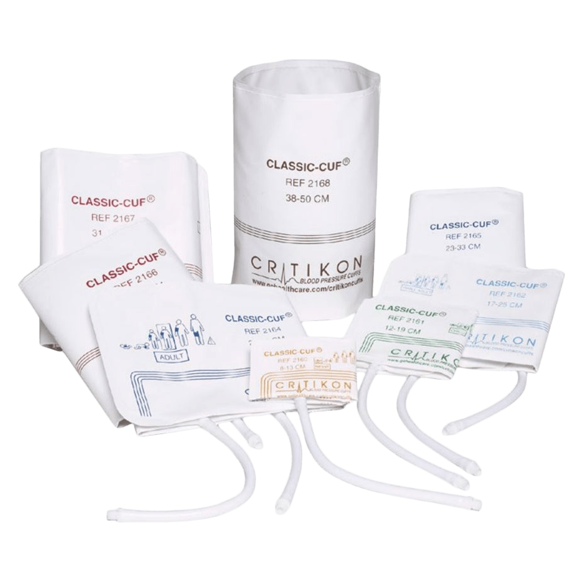 Critikon Classic-Cuf Blood Pressure Cuff, Size 4, White/Navy Blue, Latex-Free, 20/Box
