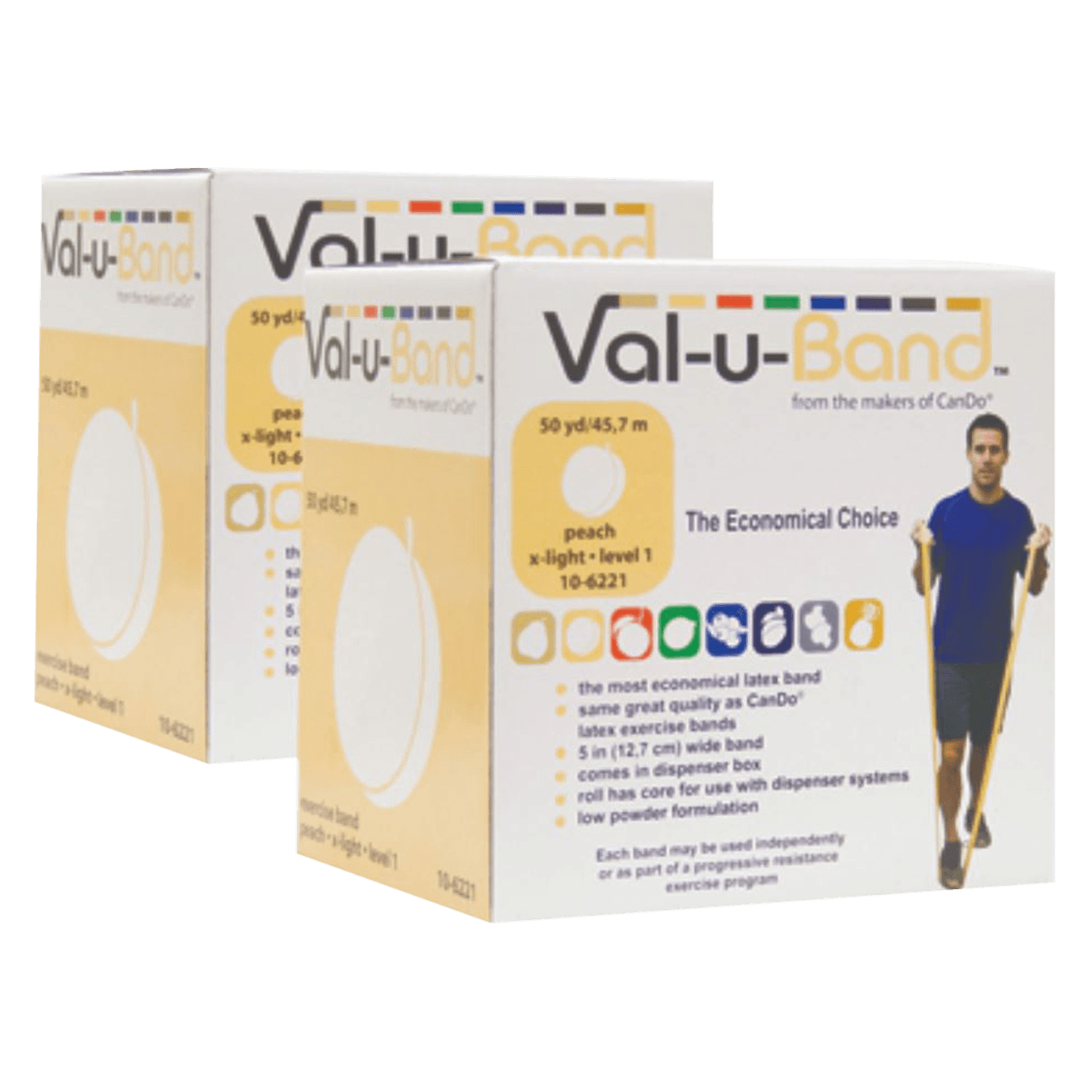 Val-u-Band Exercise Band, Latex, 5" x 50 yd, Peach (Level 1/7)
