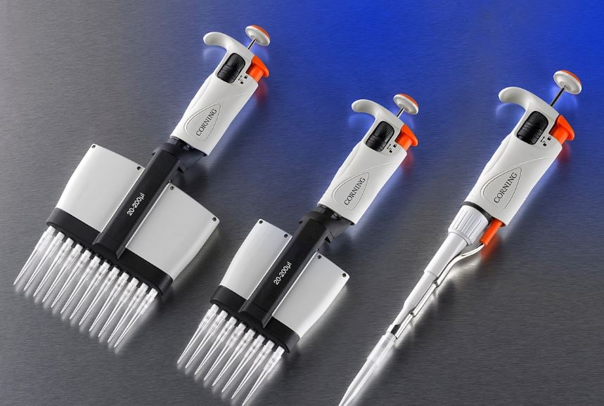 Corning Lambda Plus 12-Channel Pipettor, 20-200 µL, Adjustable Volume, 1/Case