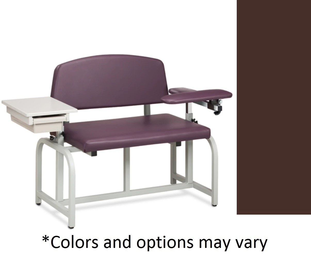 Clinton Industries Lab X Series Blood Draw Chair, Burgundy, Tubular Steel Frame, 700 lb Capacity