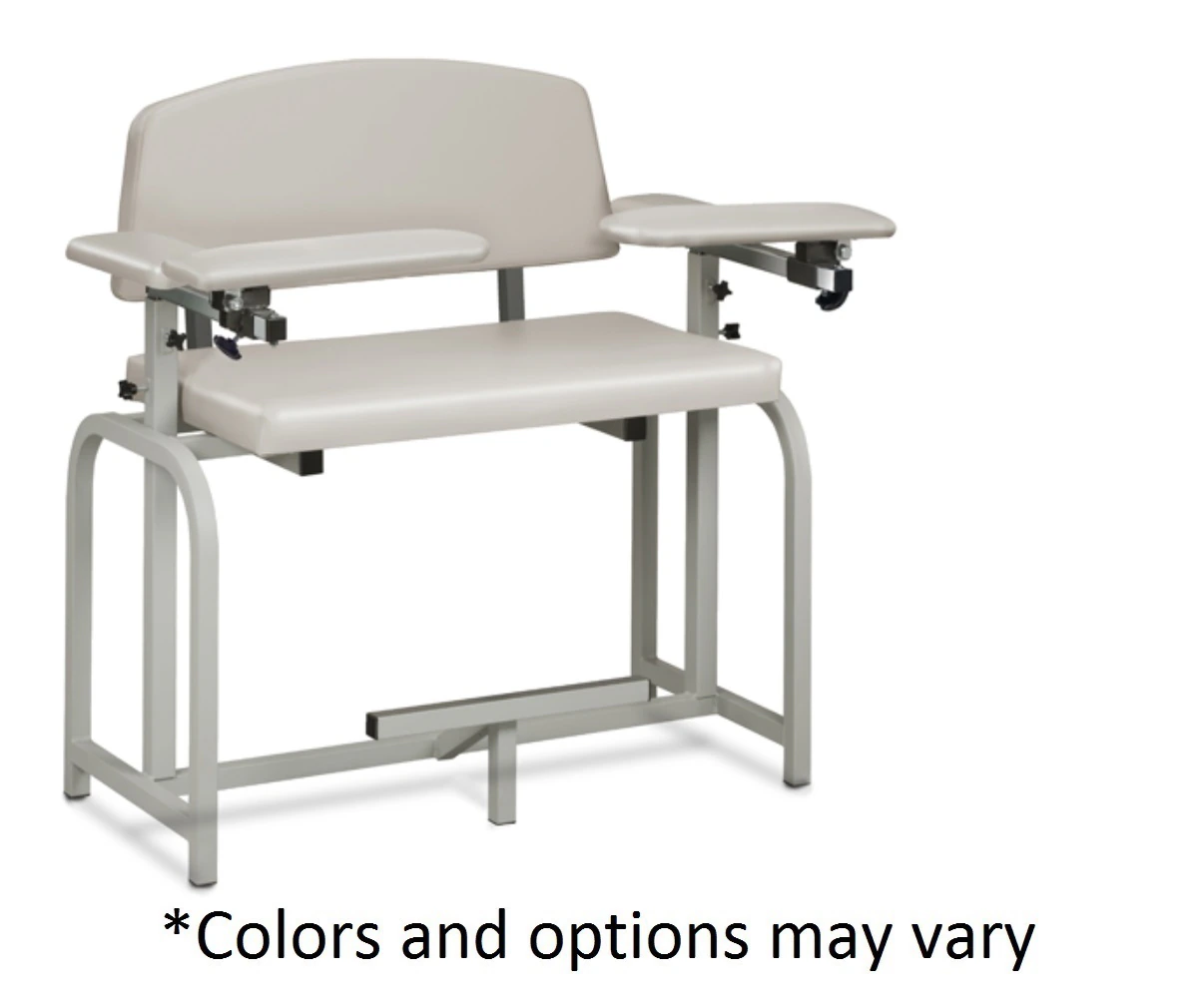 Clinton Industries Lab X Series Blood Draw Chair, Powder-Coated Steel Frame, 400 lb Capacity, Specify Color