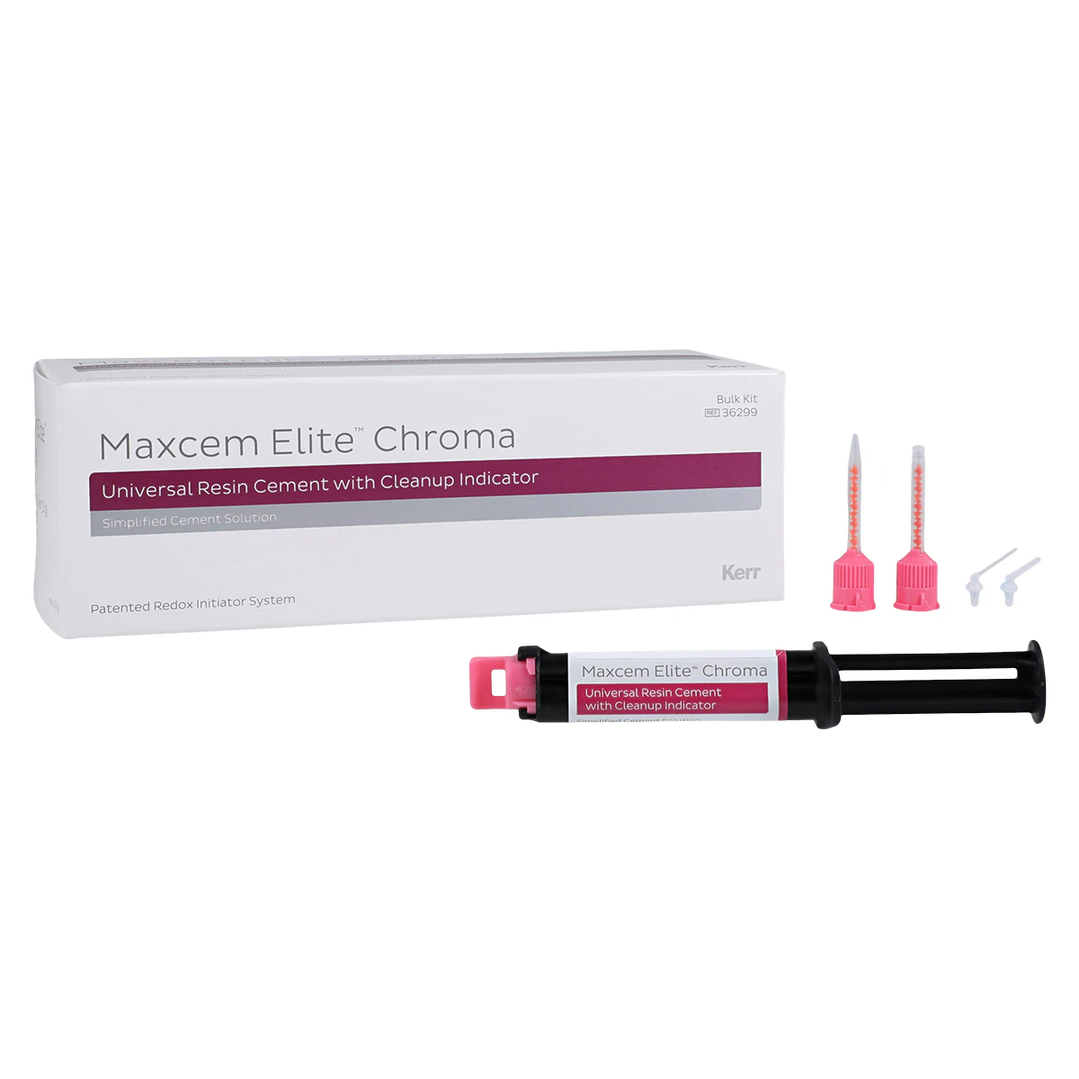 Maxcem Elite Chroma Universal Resin Cement Bulk Pack, Clear, 4 x 5 g Dual Syringes, 36299