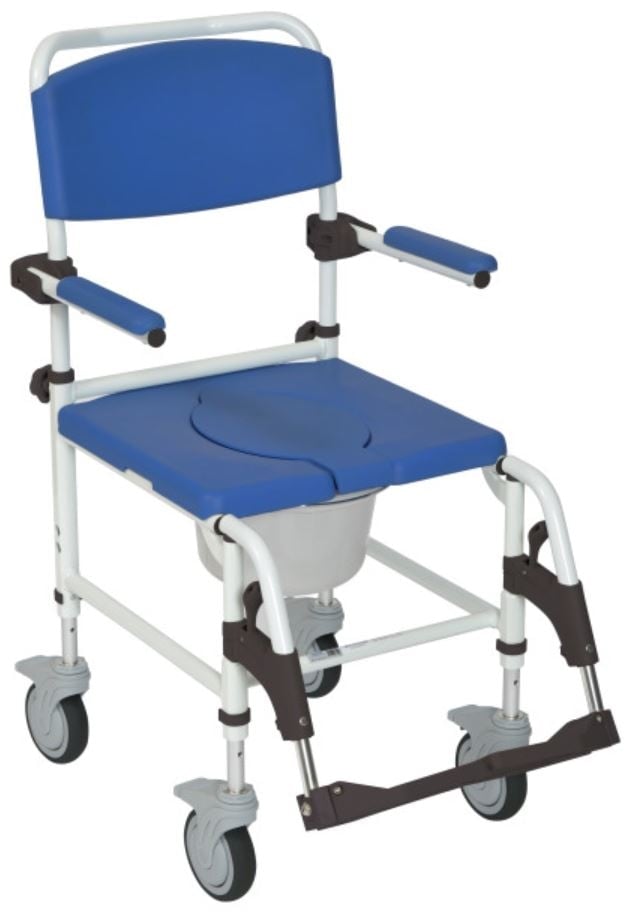 Drive Medical Rehab Shower/Commode Chair, Adult, 275 lb Capacity, 4 Rear Locking Casters
