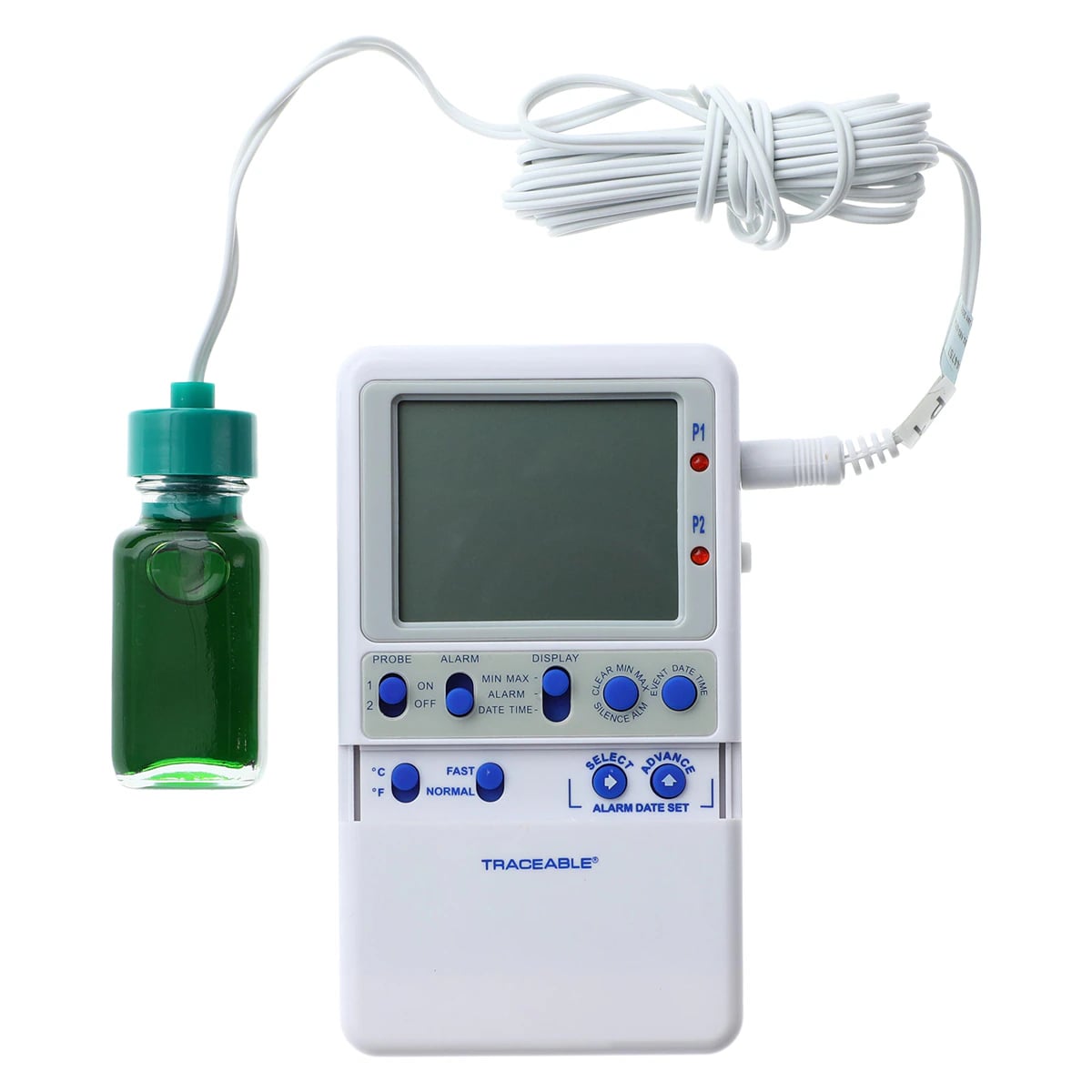 Traceable Hi-Accuracy Refrigerator Thermometer with Sealed Bottle Probe, -50 to 70°C, LCD Display, Each