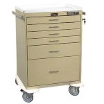 Harloff Classic Line Anesthesia Cart, Six Drawer, 42-1/2" x 32", Electronic Push Button Lock