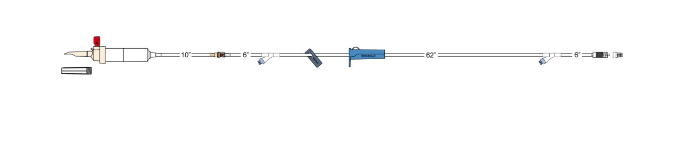 Codan IV Administration Set, Needleless, 2 Y-Injection Sites, 20 Drops/mL, 84" Spin-Lock, 50/Case