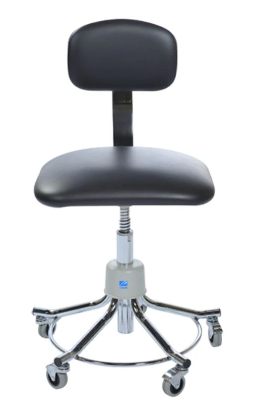 Pedigo Five Series Exam Stool, Adjustable Back, Black, 300 lb Capacity