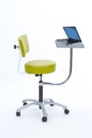 Brandt Industries Pneumatic Exam Stool with Back and Desk, Tan