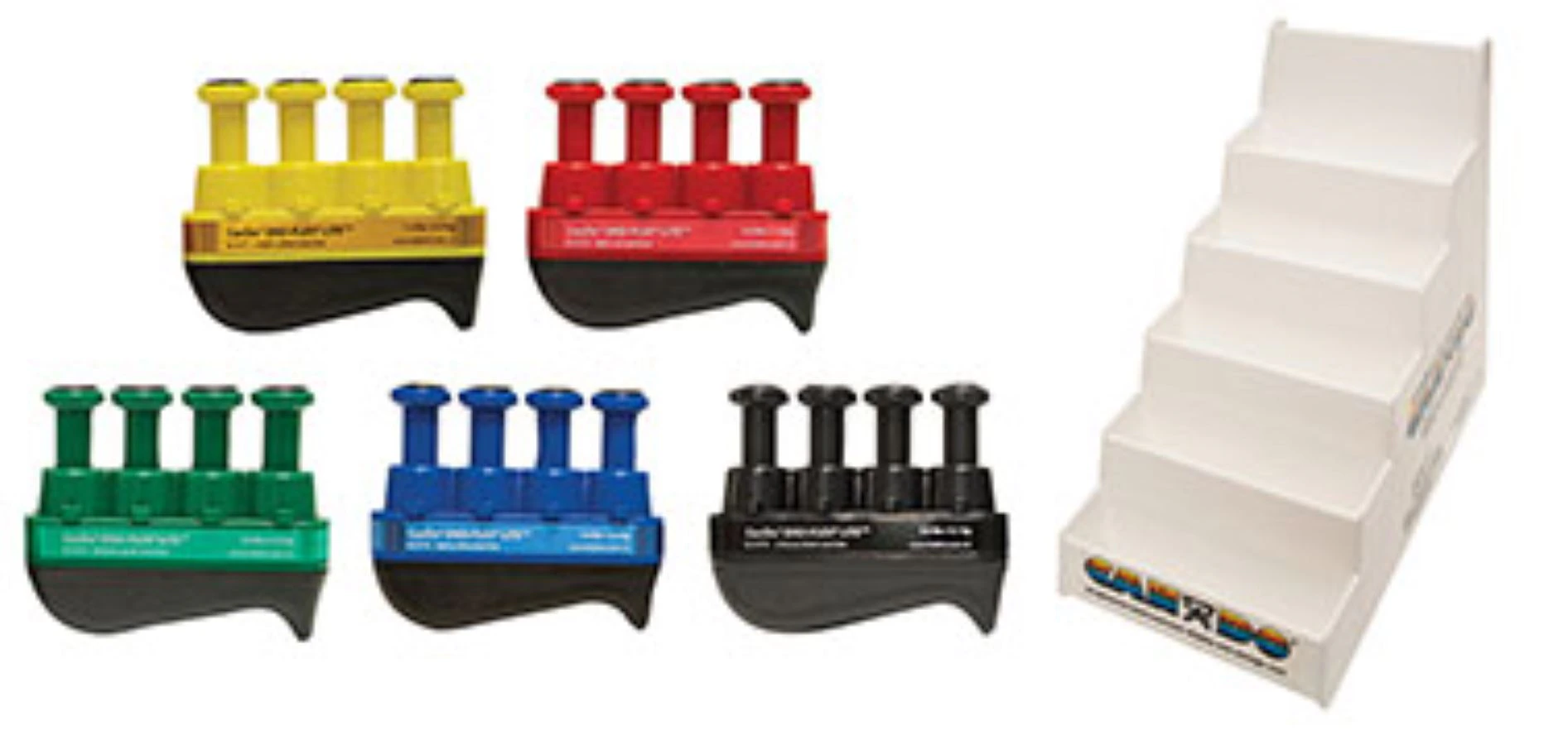 CanDo Digi-Flex Lite Hand Exerciser with Plastic Stand, Assorted Colors, 5/Box