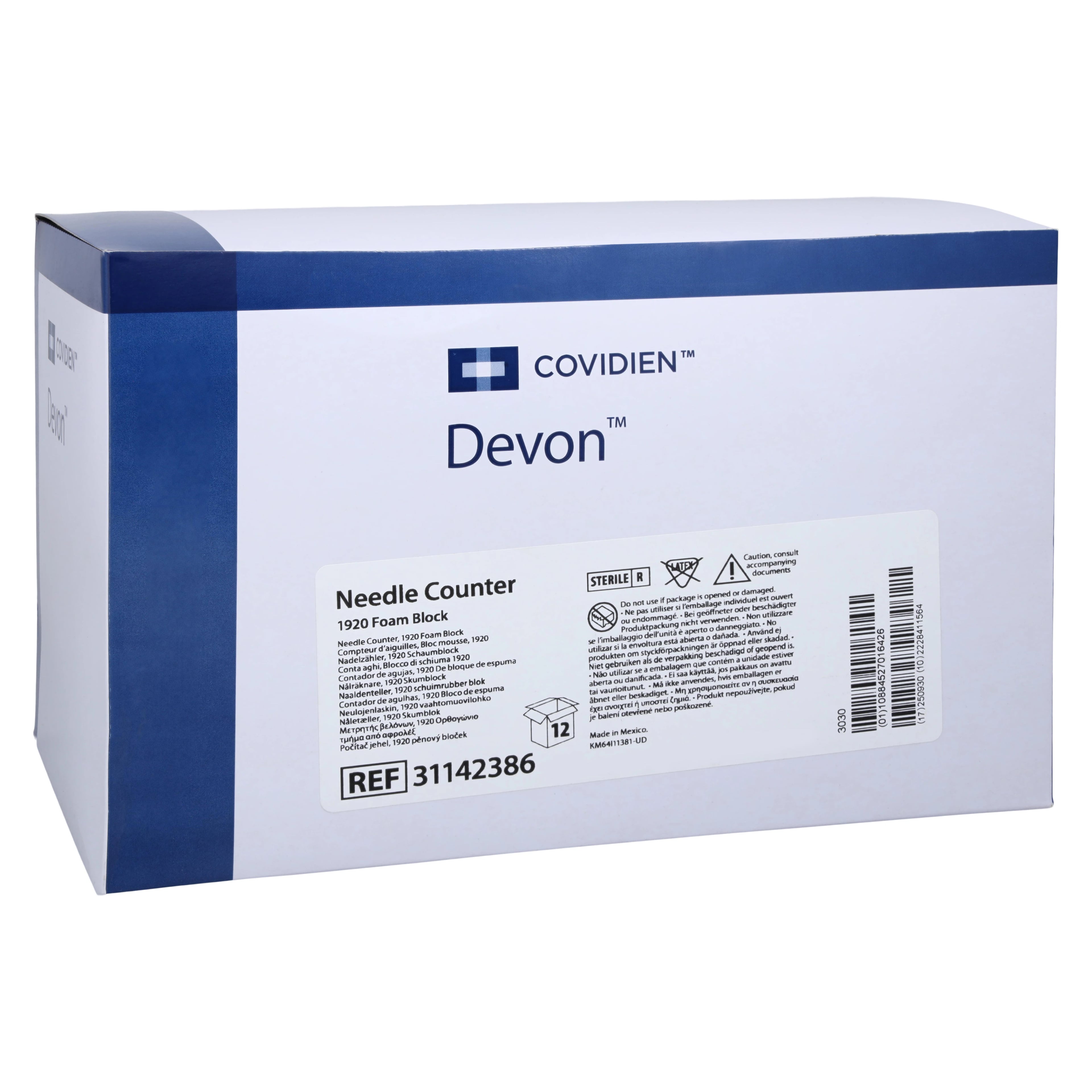 Devon Needle Counter Foam Block, 20 Count/40 Capacity, 12/Box