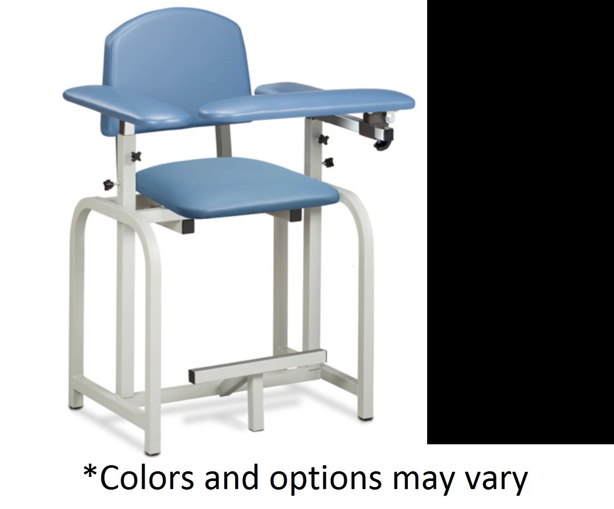 Clinton Industries Lab X Series Blood Draw Chair, Tall, Black Powder-Coated Steel Frame, 400 lb Capacity