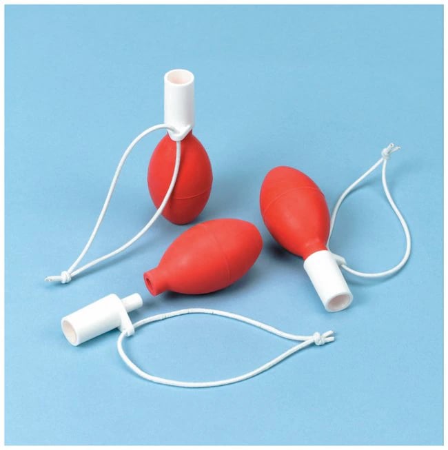 Fisherbrand Silicone Bulb Pipette Filler, 15 mL (0.5 oz), Red, with Elastic Band, Non-Sterile, Reusable, 3/Package