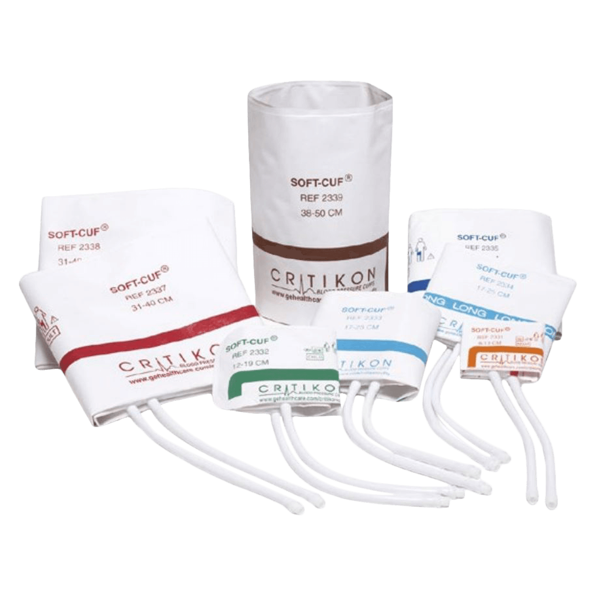 Critikon Soft-Cuf Blood Pressure Cuff, Adult, White/Navy Blue, Latex-Free, 20/Box