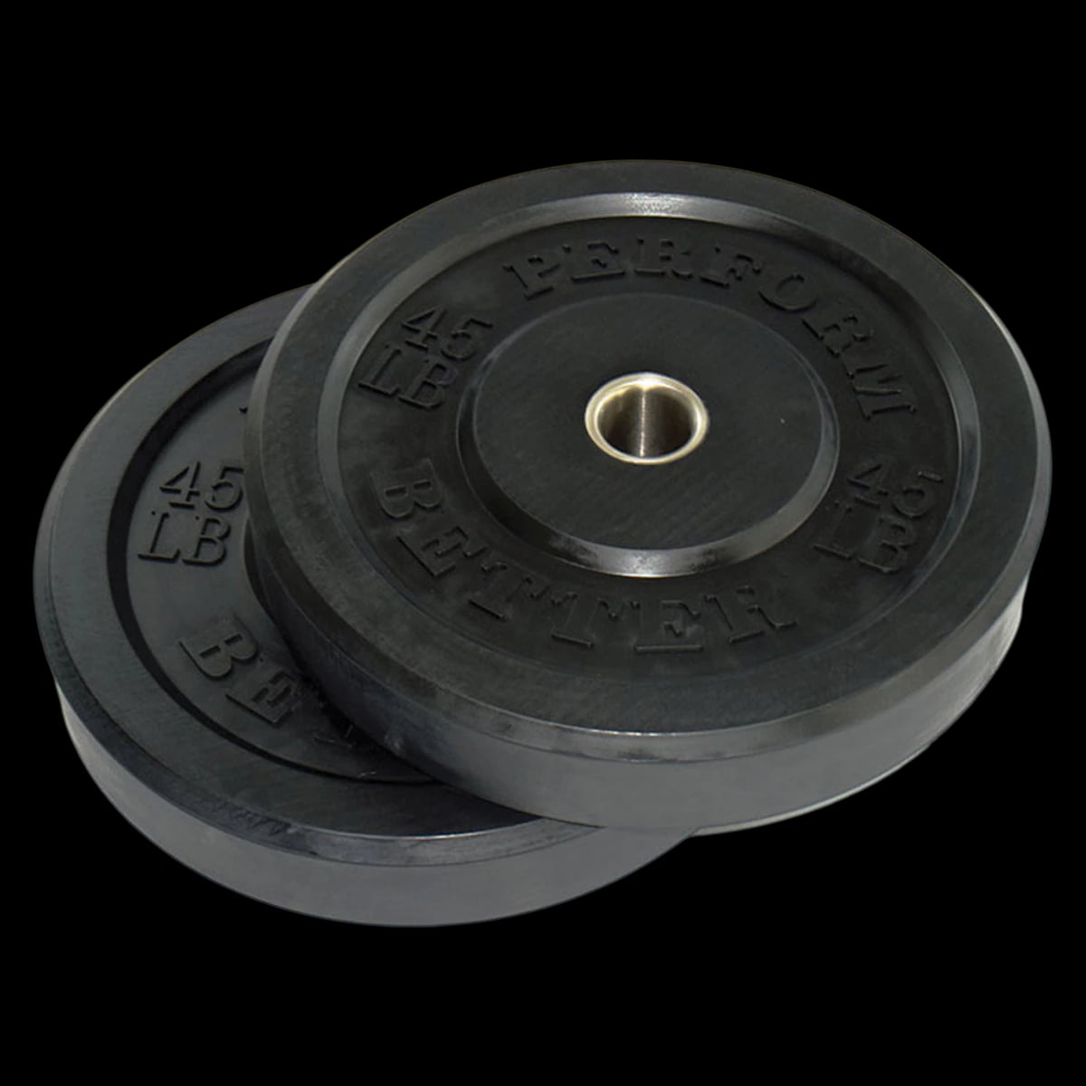 First Place Bumper Plate, Black Rubber, 45 lb