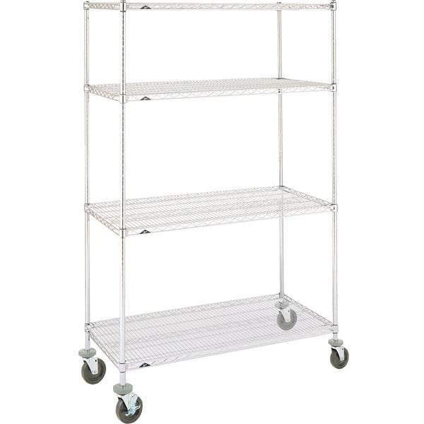 InterMetro Super Erecta Wire Cart, 18" x 48" x 72", Stem Caster, Chrome