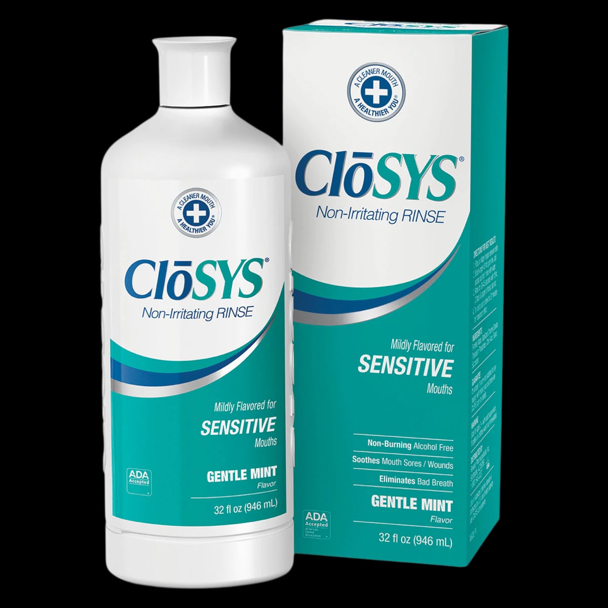 CloSYS Sensitive Fresh Breath Oral Rinse, Alcohol-Free, Mild Mint, 32 oz. Bottle, CLFB32-4533R